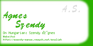 agnes szendy business card